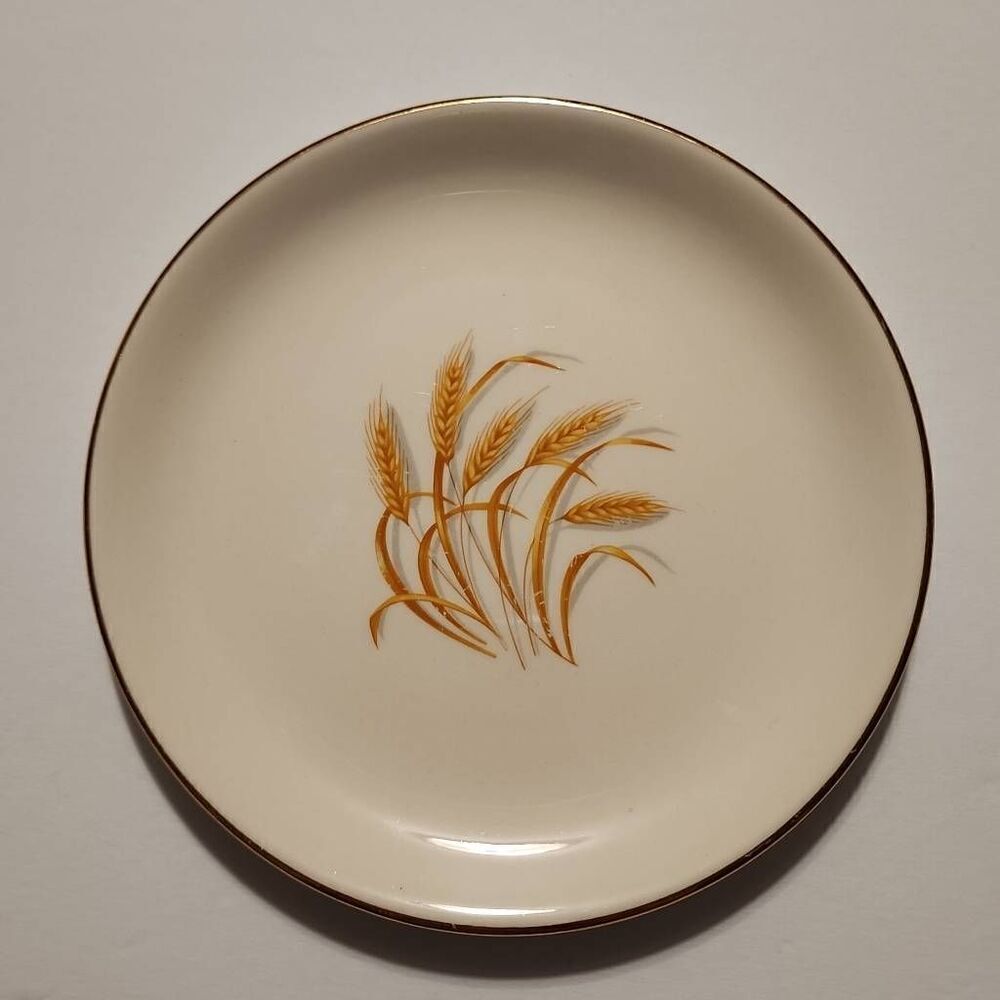 Homer Laughlin Vintage Golden Wheat 22k Edged 6 Inch Bread or Dessert Plate
